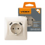 Розетка одинарная с заземлением и 2USB кремовая VIDEX BINERA