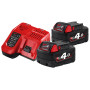 Энергокомплект Li-Ion MILWAUKEE, M18 NRG-402 (В4 2шт; з/у M12-18FC) 4933459215