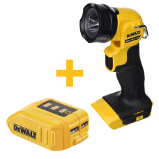 Аккумуляторный фонарь светодиодный DCL040 + USB адаптер DeWALT DCB090